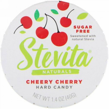 Stevita, ナチュラルズ、無糖ハードキャンディー、チアリーチェリー、1.4オンス (40 g)