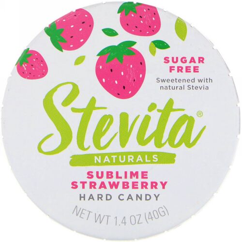 Stevita, ナチュラルズ、無糖ハードキャンディー、サブライムストロベリー、1.4オンス (40 g)