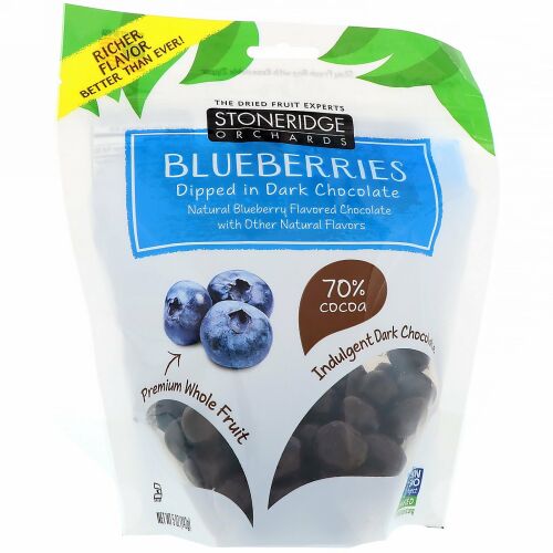 Stoneridge Orchards, ブルーベリー、ダークチョコレート漬け、カカオ70％、142g（5オンス）