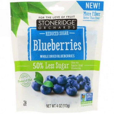 Stoneridge Orchards, ブルーベリー、ホールドライブルーベリー、砂糖控えめ、113 g（4 oz）