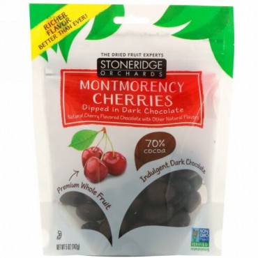 Stoneridge Orchards, モンモランシーチェリー、ダークチョコレート漬け、カカオ70％、142g（5オンス）