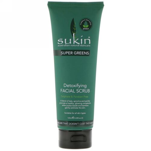 Sukin, Super Greens, Detoxifying Facial Scrub, 4.23 fl oz (125 ml)