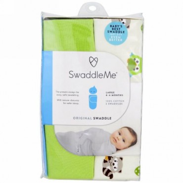 Summer Infant, Swaddle Me、オリジナルおくるみ、大、4-6ヶ月向け、ウッドランドフレンド、2枚 (Discontinued Item)