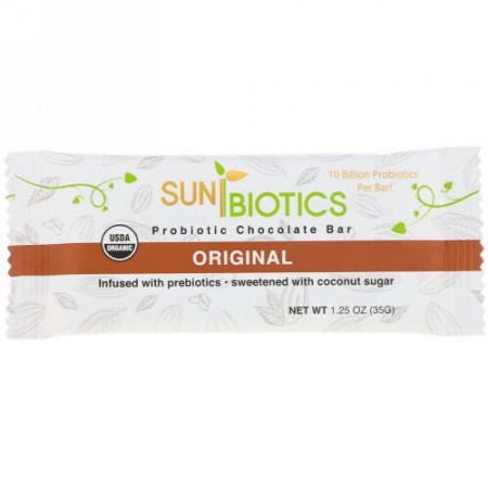 Sunbiotics, Organic, Probiotic Chocolate Bar, Original, 1.25 oz (35 g) (Discontinued Item)