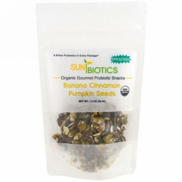 Sunbiotics, オーガニック・グルメ・プロバイオティックスナック、パンプキン種子、バナナシナモン、1.5 oz (42.5 g) (Discontinued Item)