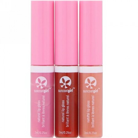 SuncoatGirl, オールナチュラルリップグロス、3個セット、各0.23 oz (7 ml)