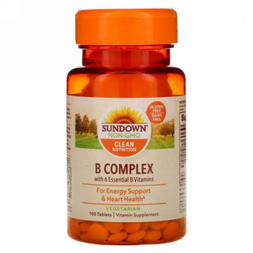 Sundown Naturals, B-コンプレックス、タブレット100錠