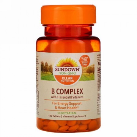 Sundown Naturals, B-コンプレックス、タブレット100錠