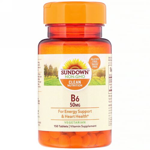 Sundown Naturals, B6、50mg、糖衣150錠 (Discontinued Item)