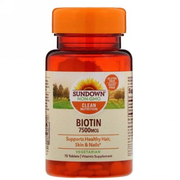 Sundown Naturals, Biotin, 7,500 mcg, 75 Tablets (Discontinued Item)