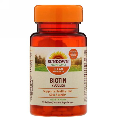 Sundown Naturals, Biotin, 7,500 mcg, 75 Tablets (Discontinued Item)
