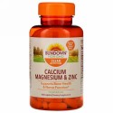 Sundown Naturals, カルシウム、マグネシウム、亜鉛、100錠