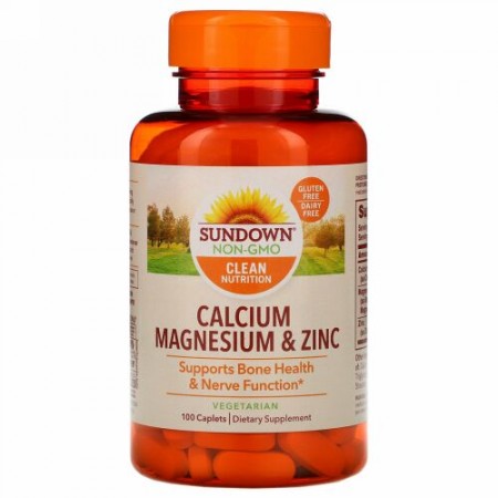 Sundown Naturals, カルシウム、マグネシウム、亜鉛、100錠