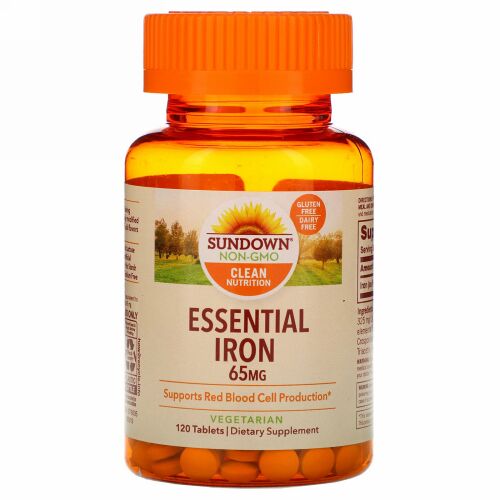 Sundown Naturals, エッセンシャル鉄分、65mg、120粒