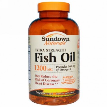 Sundown Naturals, Extra Strength Fish Oil, 1200 mg, 200 Softgels (Discontinued Item)