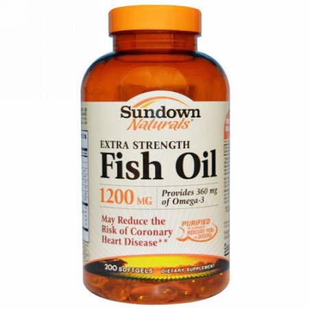 Sundown Naturals, Extra Strength Fish Oil, 1200 mg, 200 Softgels (Discontinued Item)