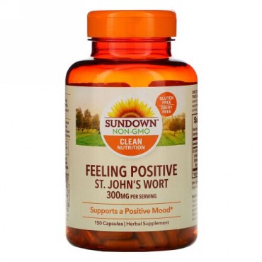 Sundown Naturals, フィーリングポジティブ、セントジョンズワート、300mg、カプセル150粒