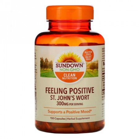 Sundown Naturals, フィーリングポジティブ、セントジョンズワート、300mg、カプセル150粒