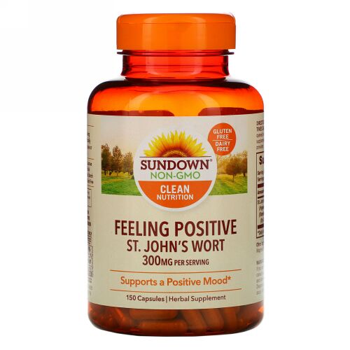 Sundown Naturals, フィーリングポジティブ、セントジョンズワート、300mg、カプセル150粒