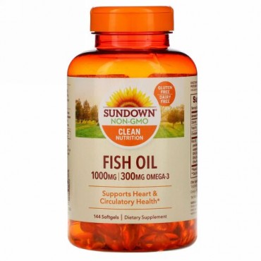 Sundown Naturals, フィッシュオイル、 1000 mg、 144ソフトジェル