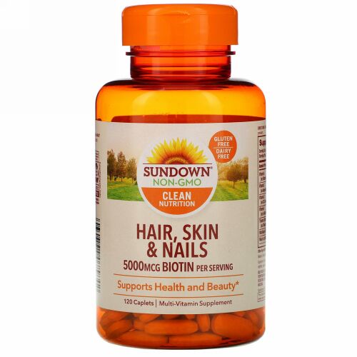 Sundown Naturals, ヘア、スキン＆ネイル、糖衣120錠