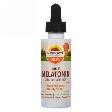 Sundown Naturals, リキッド メラトニン、チェリーフレーバー、2 fl oz (59 ml)