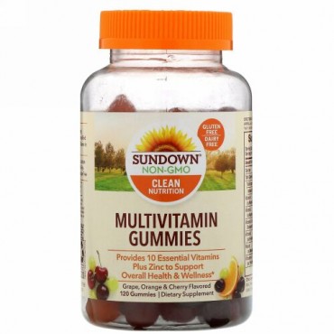 Sundown Naturals, マルチビタミングミ、グレープ＆オレンジ＆チェリー風味、グミ120粒