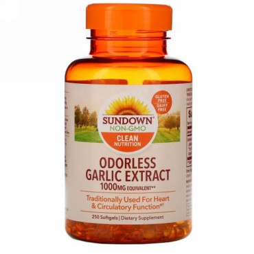Sundown Naturals, 無臭ガーリックエキス、1,000mg、ソフトジェル250粒