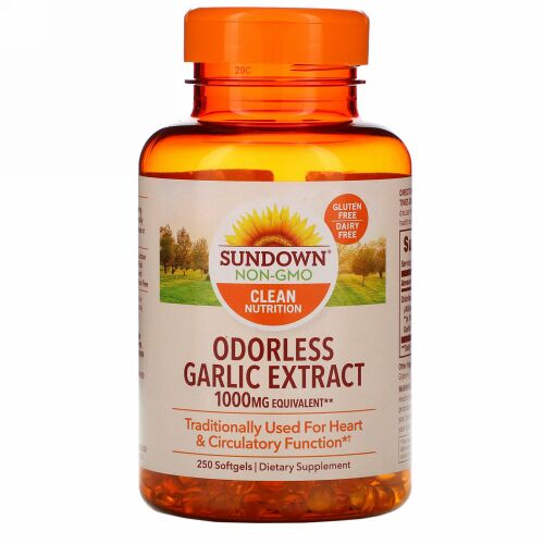 Sundown Naturals, 無臭ガーリックエキス、1,000mg、ソフトジェル250粒