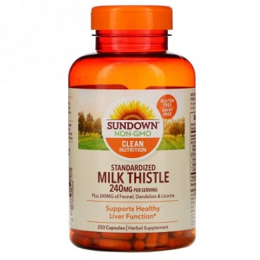 Sundown Naturals, スタンダライズドミルクシストル、240mg、カプセル250粒