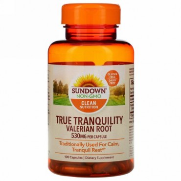 Sundown Naturals, トゥルートランキュリティ、バレリアンルート、530mg、カプセル100粒
