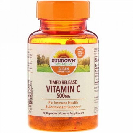 Sundown Naturals, ビタミンC、持続放出、500mg、カプセル90粒