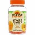 Sundown Naturals, ローズヒップとバイオフラボノイド配合ビタミンCグミ、オレンジ味、グミ90粒