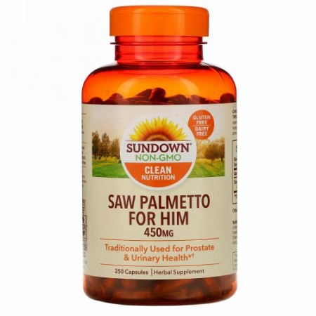 Sundown Naturals, ホール ハーブ、ノコギリヤシ、450 mg、カプセル250個