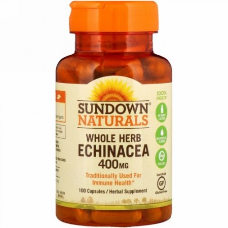 Sundown Naturals, ホールハーブエキナセア, 400 mg, 100錠