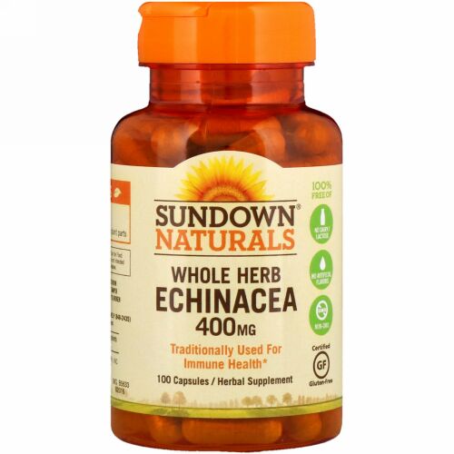 Sundown Naturals, ホールハーブエキナセア, 400 mg, 100錠