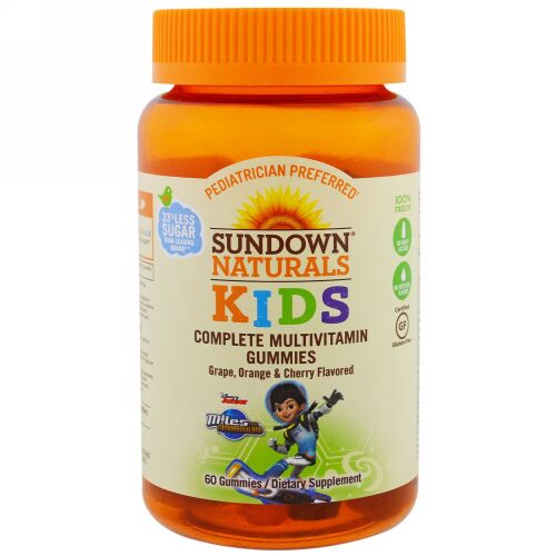 Sundown Naturals Kids, 子供用、総合ビタミングミ、マイルズのトゥモローランド、オレンジ、チェリー、60粒 (Discontinued Item)