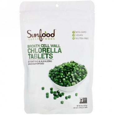 Sunfood, 細胞壁破壊クロレラタブレット、250mg、タブレット912粒、8oz（227g）