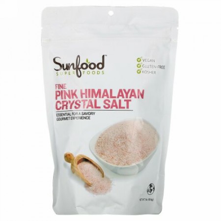 Sunfood, ファインヒマラヤンクリスタルソルト、454g（1lb）