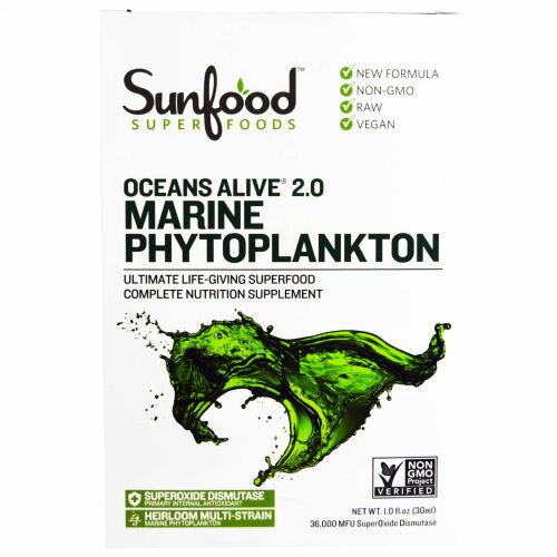 Sunfood, 海の生きた海洋植物プランクトン、1 液量オンス (29.5 ml)