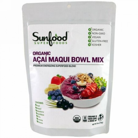 Sunfood, オーガニックアサイーマキボウルミックス、170g（6oz）