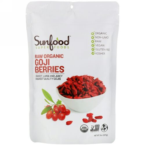Sunfood, 生オーガニックゴジベリー、227g（8oz）