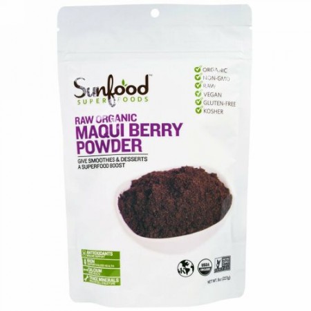 Sunfood, スーパーフード、未加工オーガニックマキベリーパウダー、227g（8オンス）