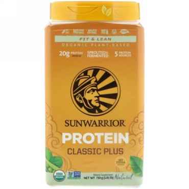 Sunwarrior, クラシックプラスプロテイン、オーガニック植物由来、ナチュラル、1.65 lb (750 g)