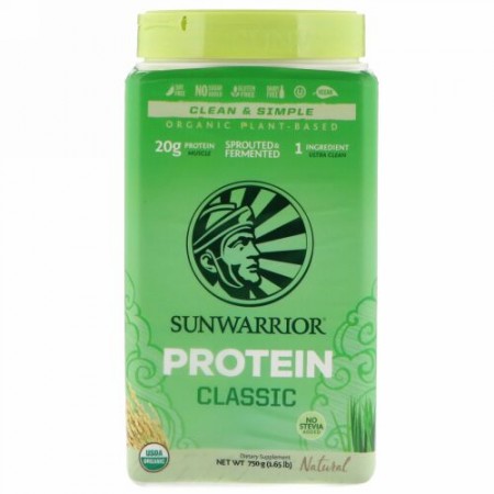 Sunwarrior, クラシックプロテイン、植物性オーガニック、ナチュラル、750g（1.65 lb） (Discontinued Item)