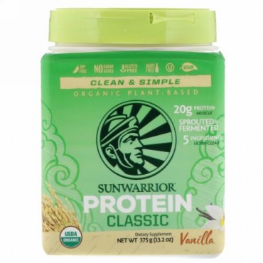 Sunwarrior, Classic Protein, Organic Plant-Based, Vanilla, 13.2 oz (375 g) (Discontinued Item)
