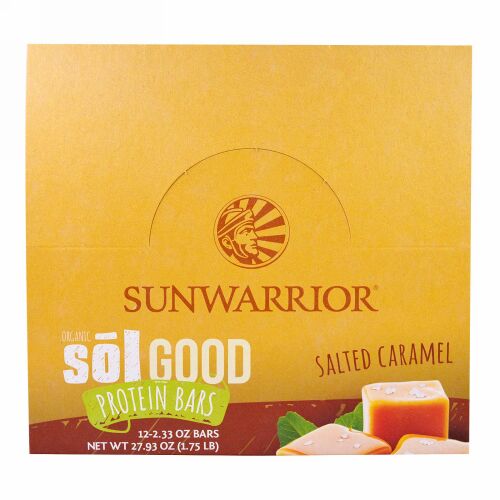 Sunwarrior, オーガニック太陽の恵みプロテインバー、塩キャラメル、12本、各66g (Discontinued Item)