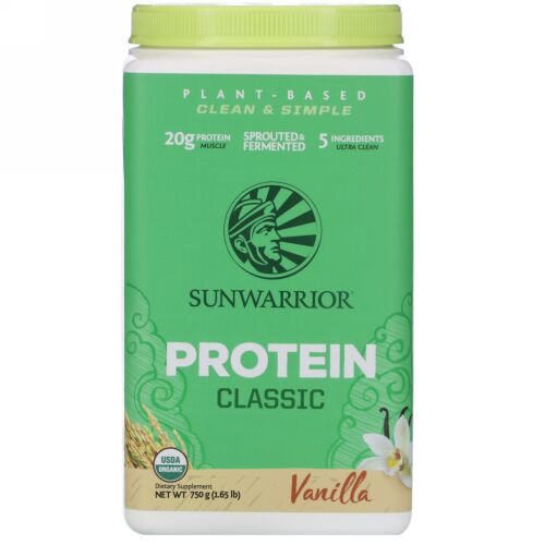 Sunwarrior, Plant-Based Protein Classic, Vanilla, 1.65 lb (750 g) (Discontinued Item)
