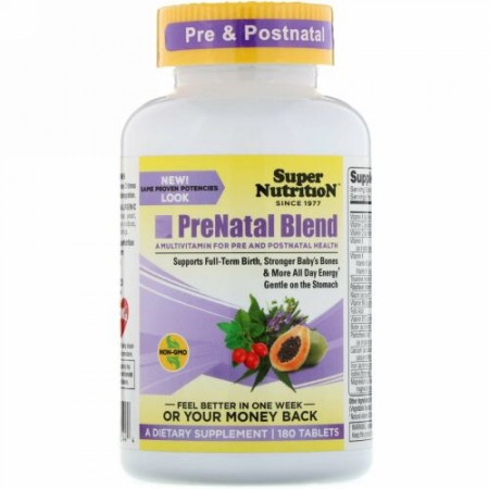 Super Nutrition, 妊婦用ブレンド（PreNatal Blend）, 180錠