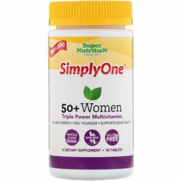 Super Nutrition, Simply One, 50+ Women, Triple Power Multivitamins, 90 Tablets